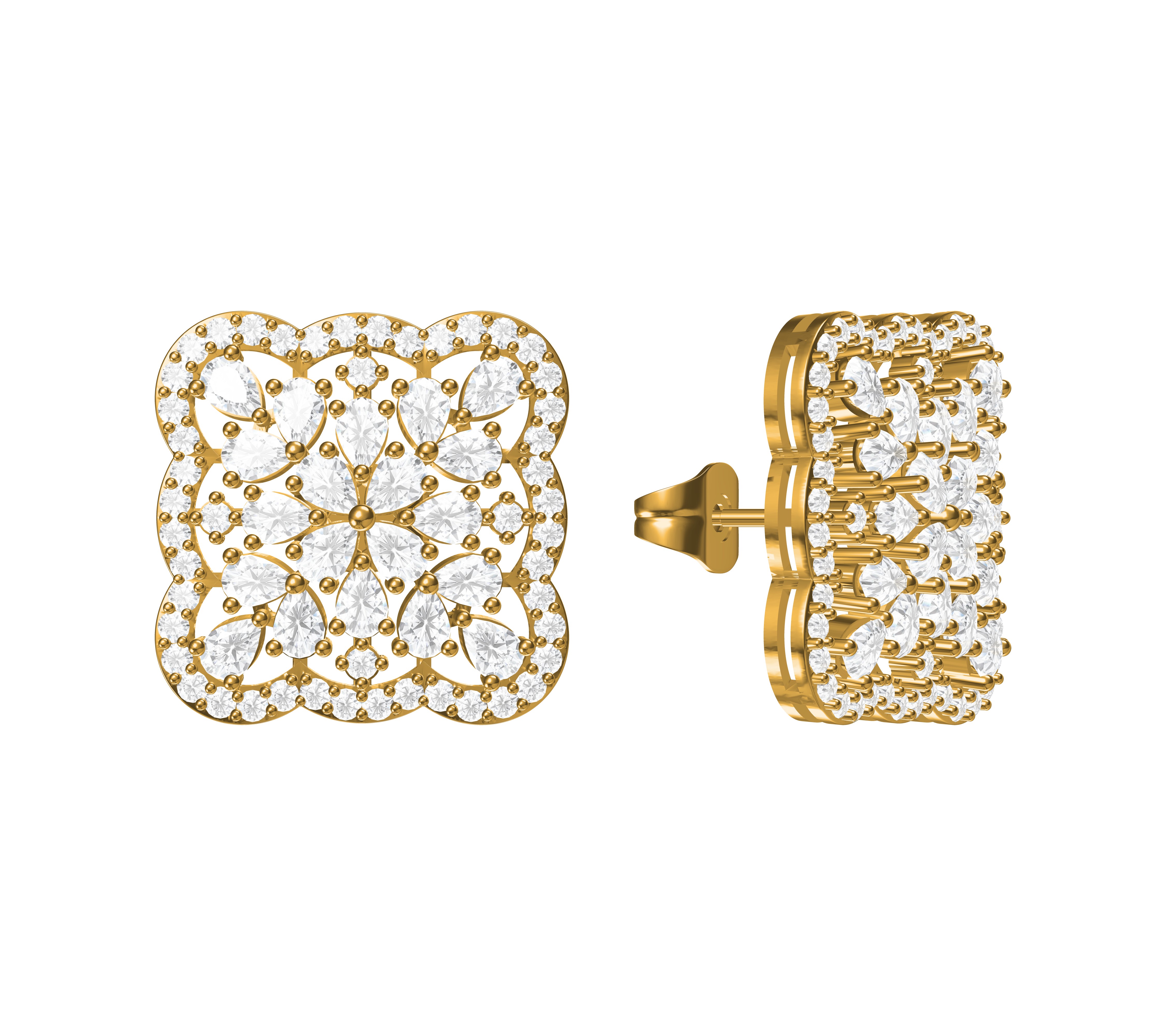 Beautiful Kolam style Diamond Stud Earrings