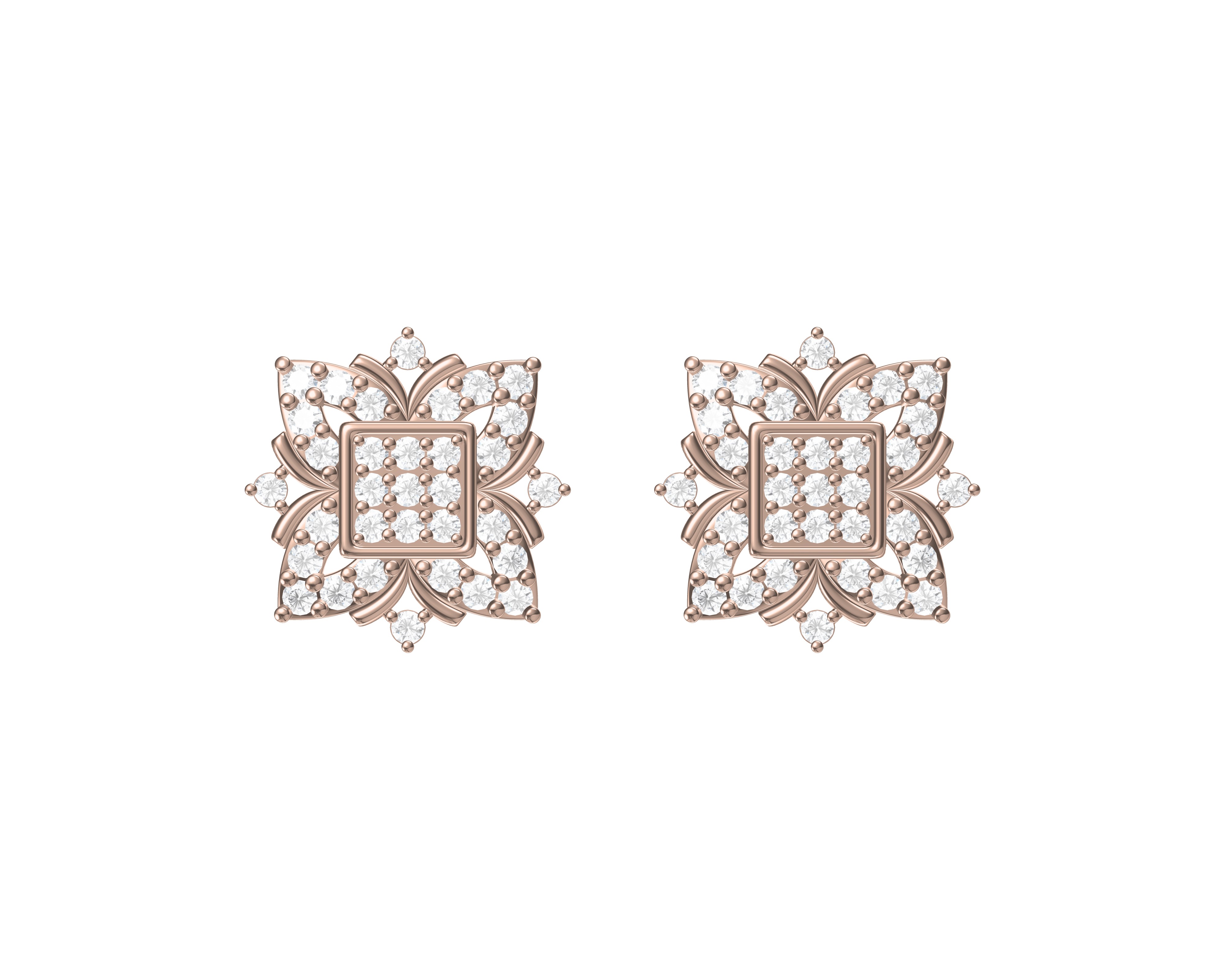 Diamond-Filled Stud Earrings