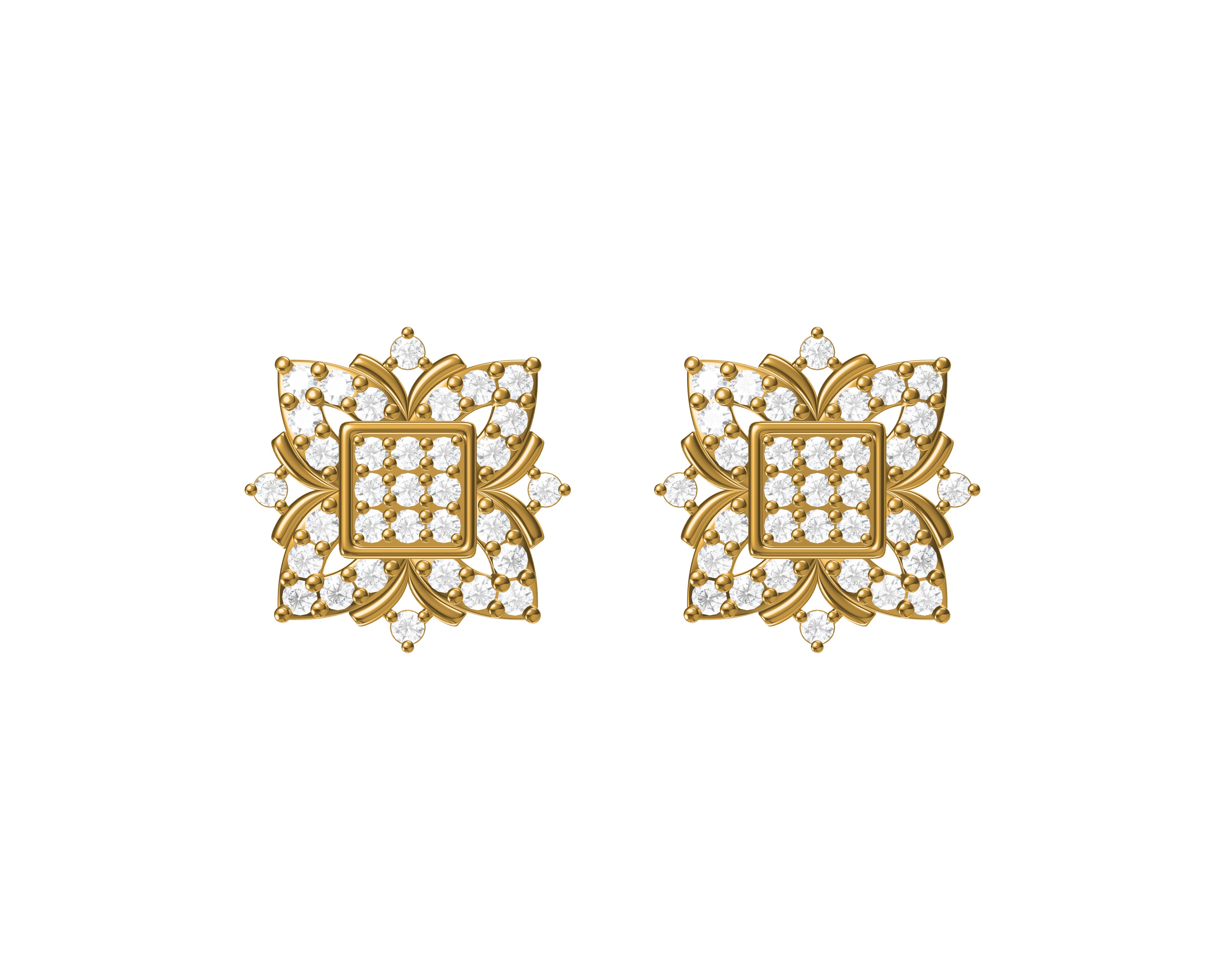 Diamond-Filled Stud Earrings