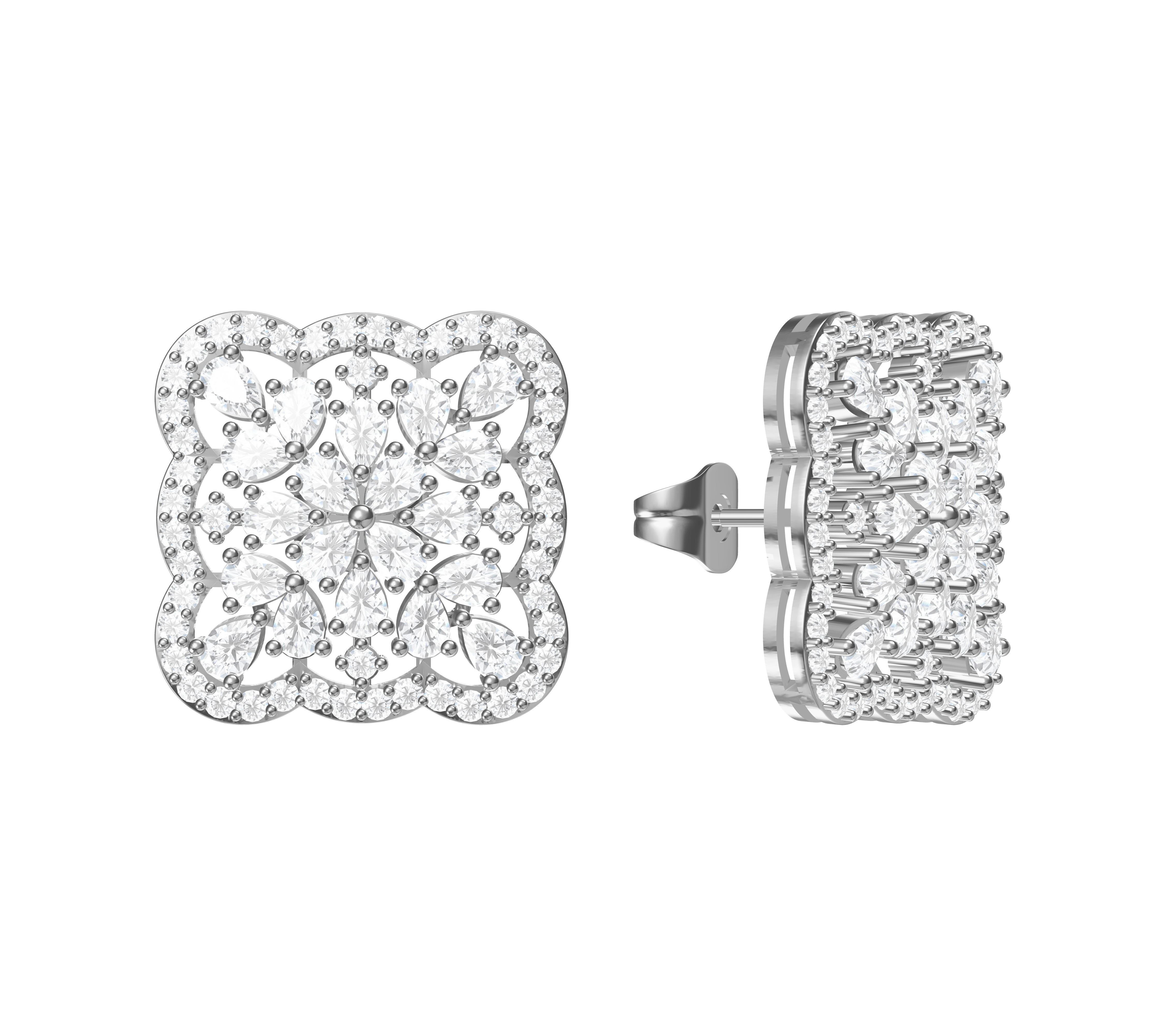 Beautiful Kolam style Diamond Stud Earrings