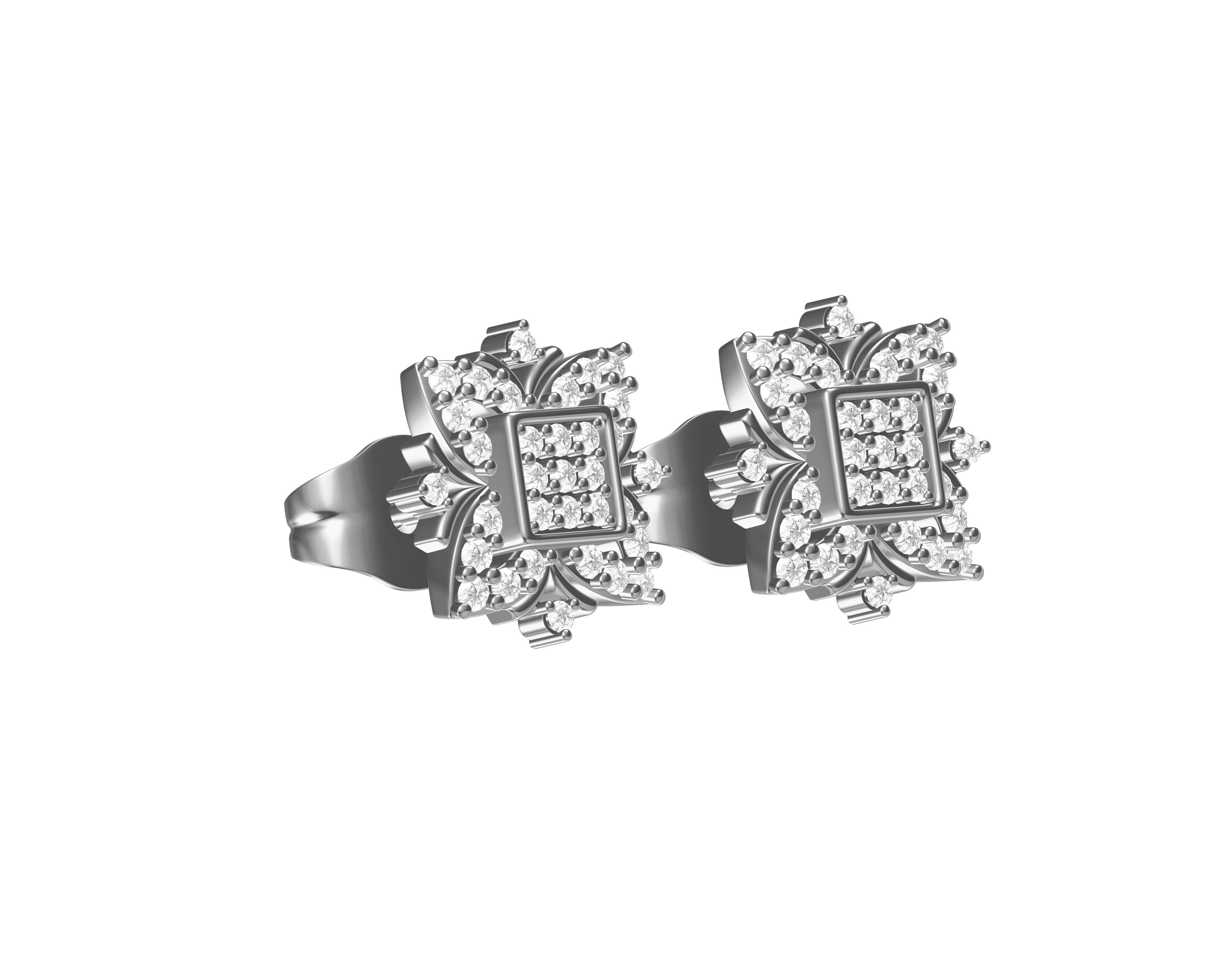 Diamond-Filled Stud Earrings
