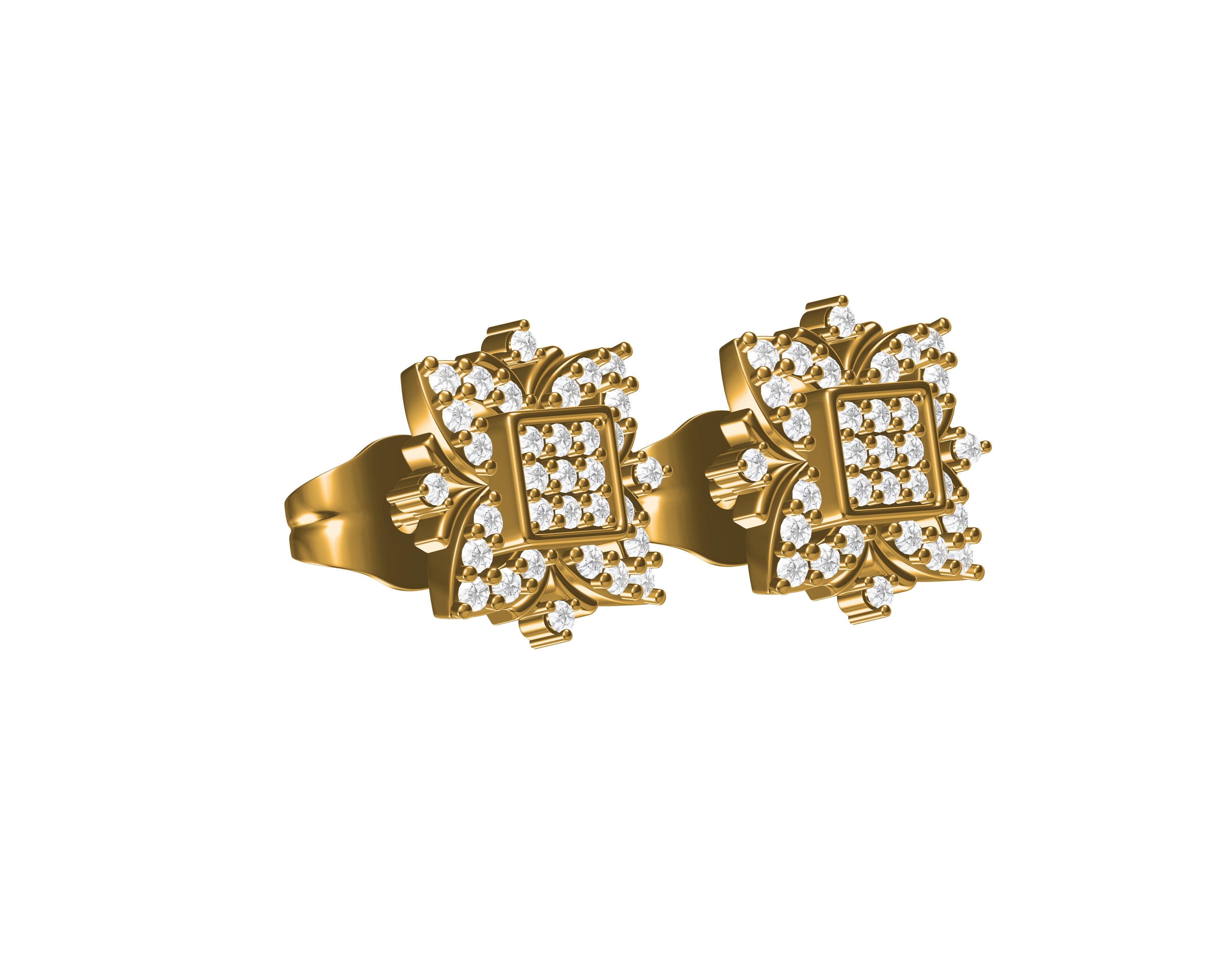 Diamond-Filled Stud Earrings