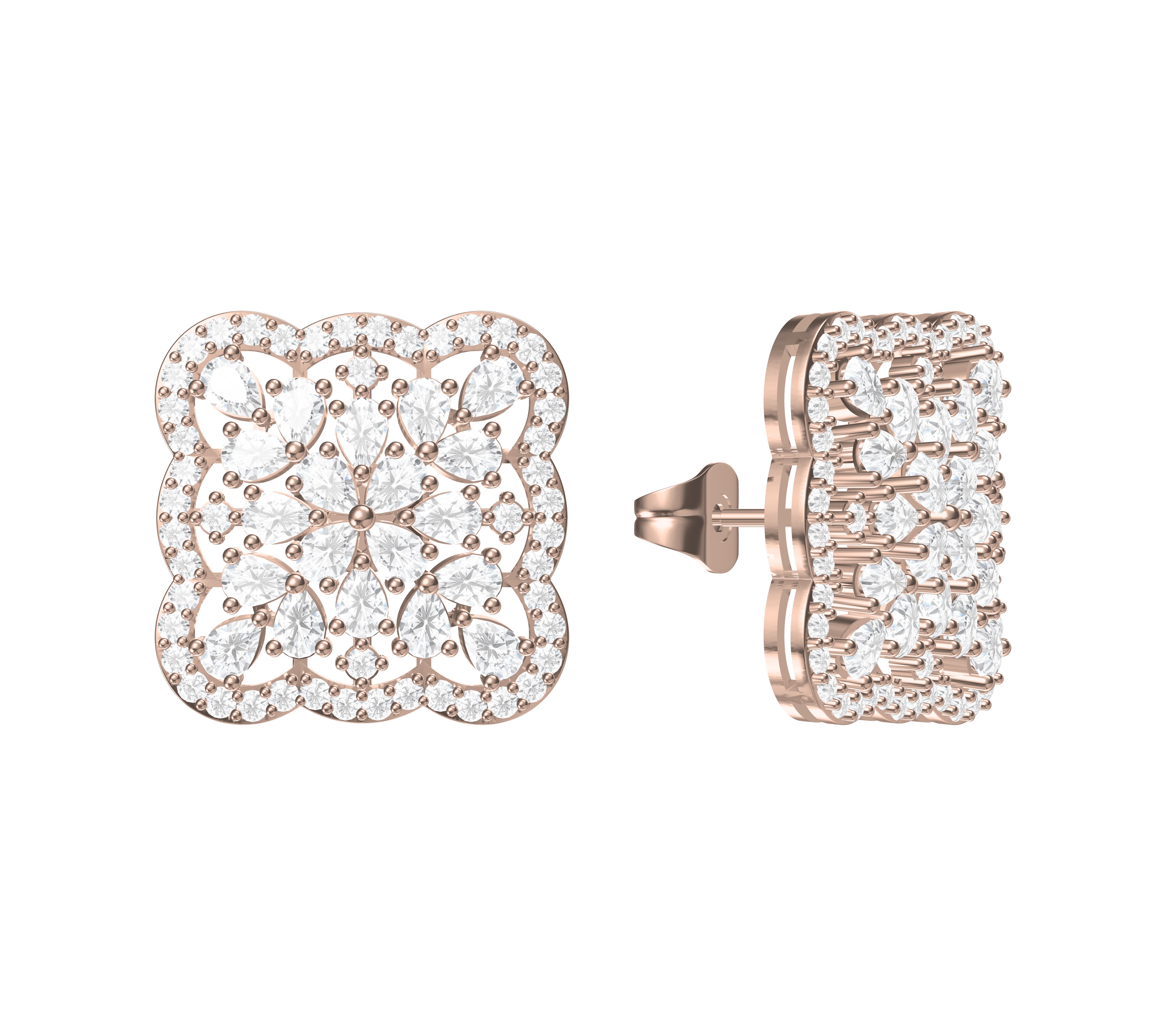 Beautiful Kolam style Diamond Stud Earrings