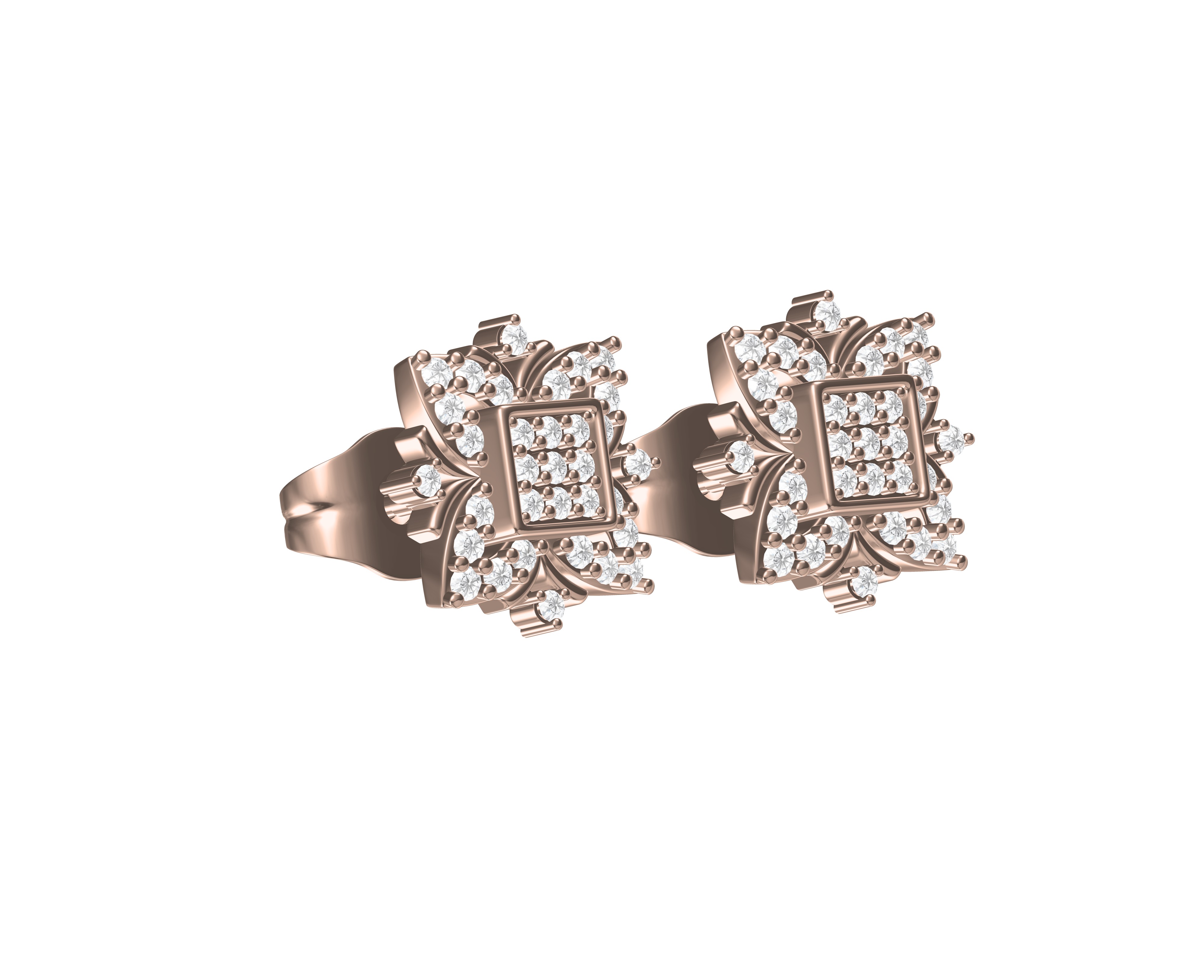 Diamond-Filled Stud Earrings