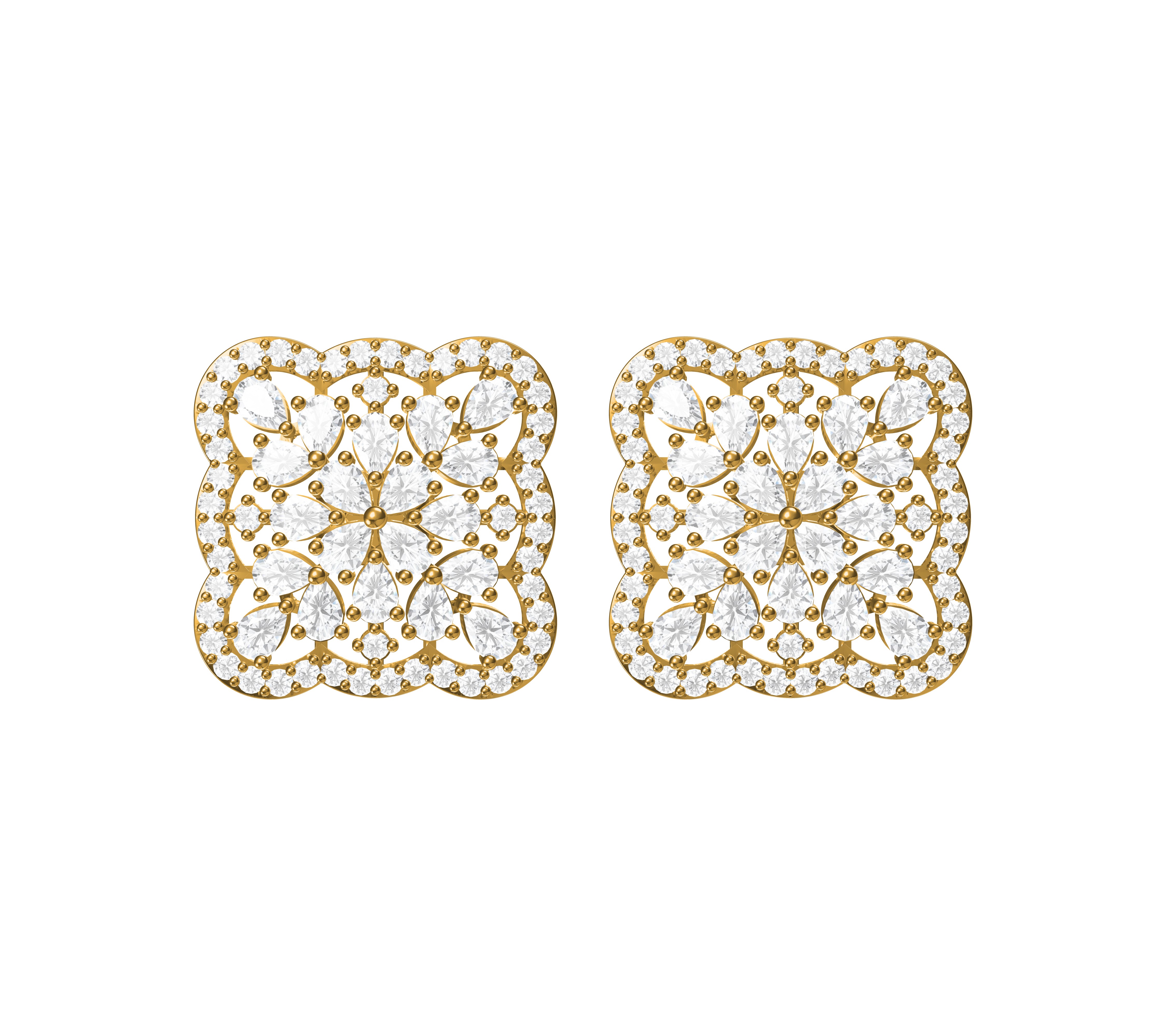 Beautiful Kolam style Diamond Stud Earrings